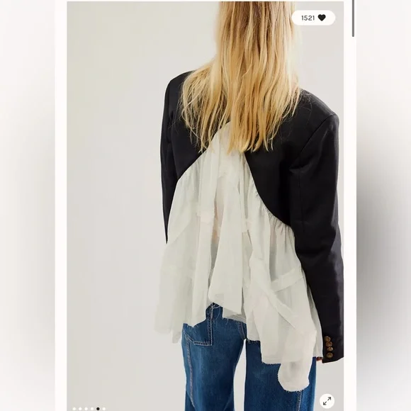 Free People Ballet School Collegiate Ruffles Romantic Blazer Jacket - Picture 2 of 8